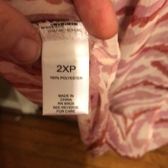 LOGO By Lori Goldstein Sheer 2XP Dress (Petite). Color is several shades of pink - Picture 7 of 8